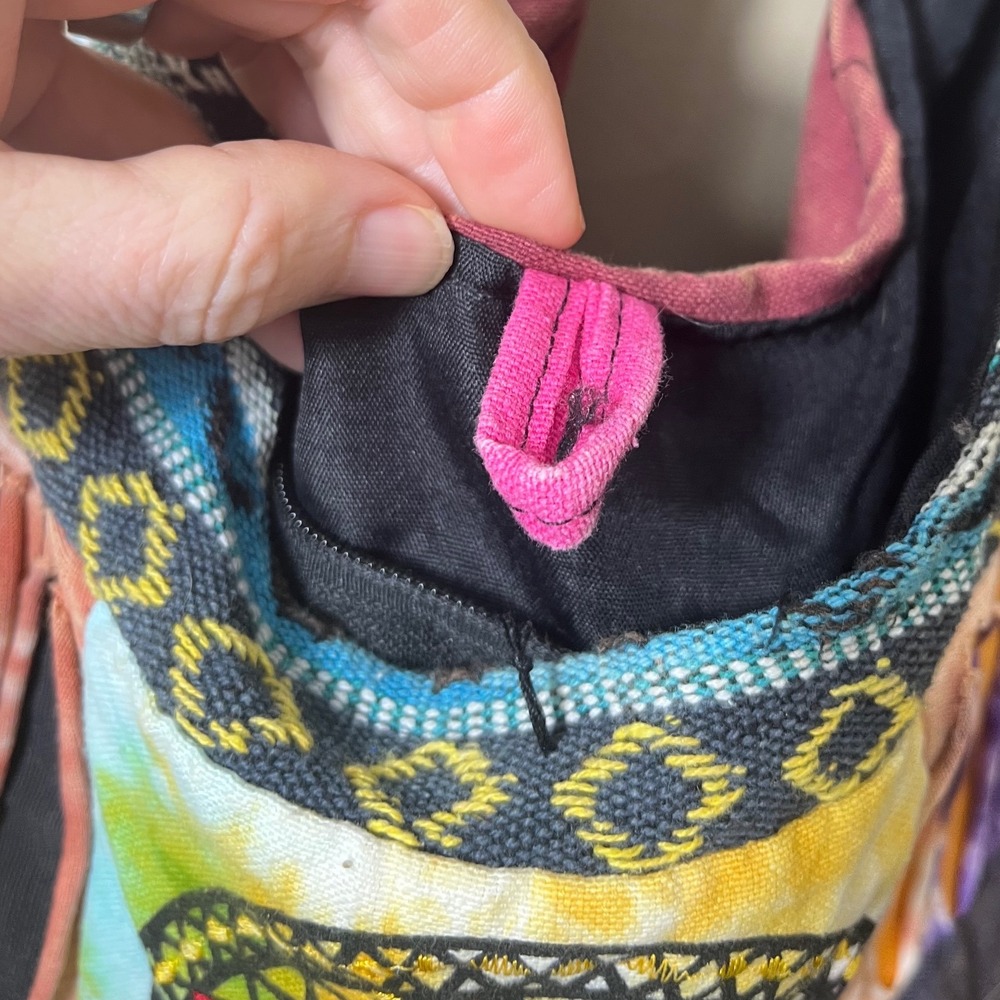 Boho Patchwork Crossbody Bag Made‎ in Nepal Cotton Dreamcatcher Fringe Hippie - Picture 9 of 16